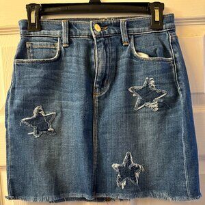 L'Agence Blue Denim Estrella Star Embroidery Mini Skirt SZ: 24/XS